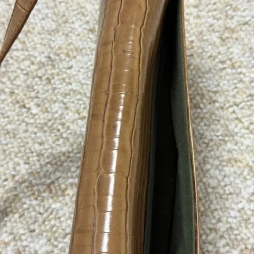 Jones New York Medium Tan Faux Alligator Shoulder Bag HandBag Pocketbook Credit - Picture 6 of 11